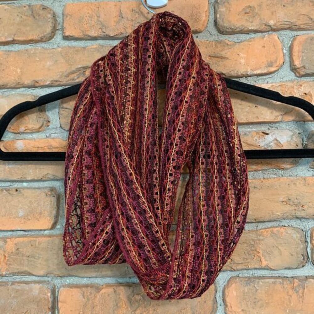 Arizona Jeans Crochet Sheer Knit Infinity Scarf Lightweight Multi-color 2010s